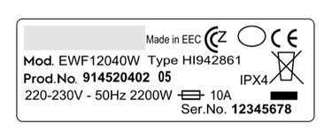 Where the model number label is on your appliance