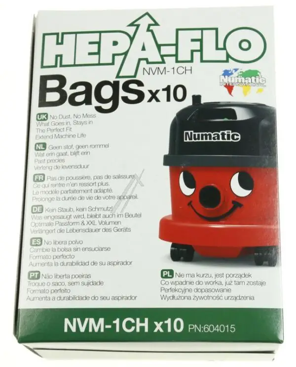 Numatic Henry Hepaflo 3 Layer Filter Bags, Pack of 10 NVM-1CH