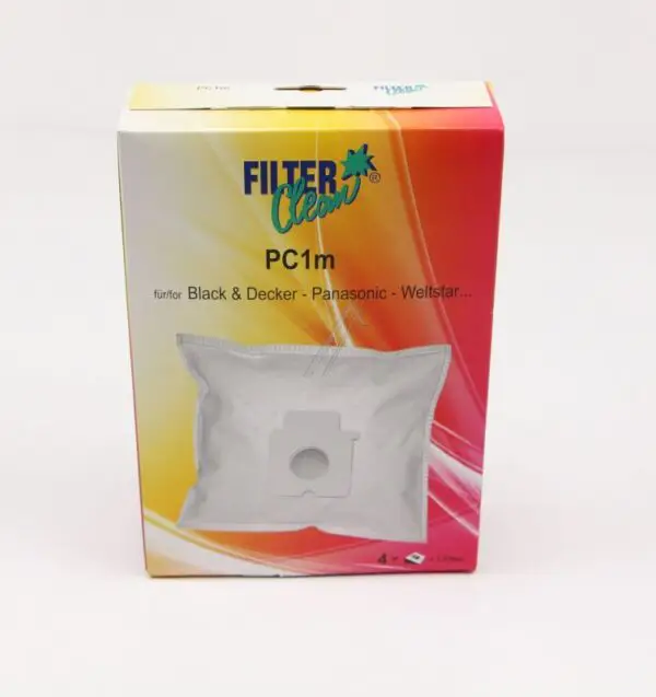 Synthetic Dust Bags for Panasonic Cylinder PC1M C2E, Pack of 4 with Filter FL0021K