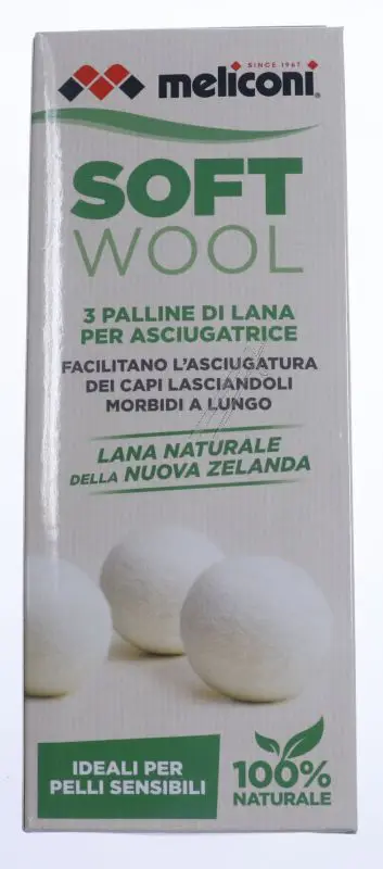 Meliconi Soft Wool Dryer Balls, 100% New Zealand Wool, Pack of 3 621026
