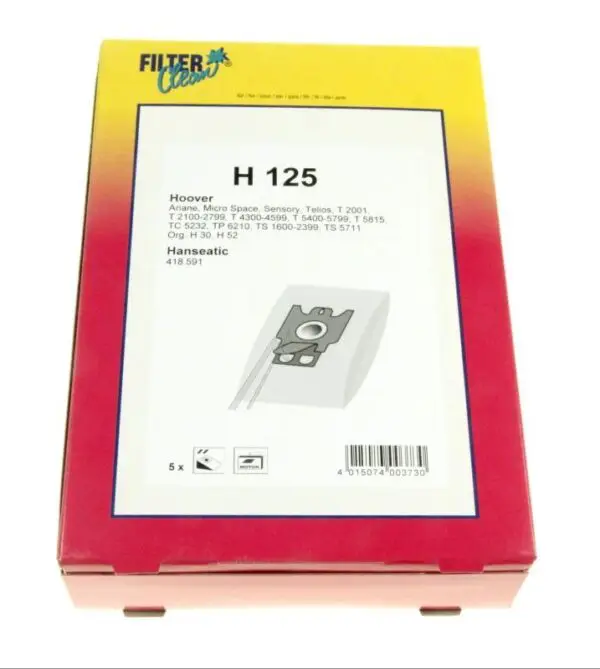 Filterclean H125 Dust Bags, Pack of 5 000156K