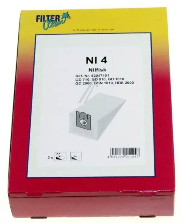 Filterclean NI4 Dust Bags, Pack of 3 000726K