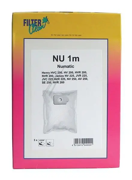 Filterclean NU1M NVM-1CH Synthetic Henry Dust Bags, Pack of 3