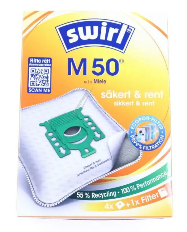 Melitta M50 Microfibre Vacuum Dust Bags, Airspace Green Line, Pack of 4 99757