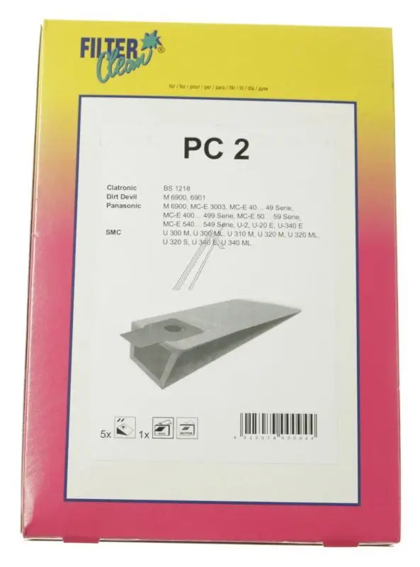 Filterclean Dust Bags and Filter for Panasonic Upright, 5 + 1 Pack PC2 000131-K MCE550