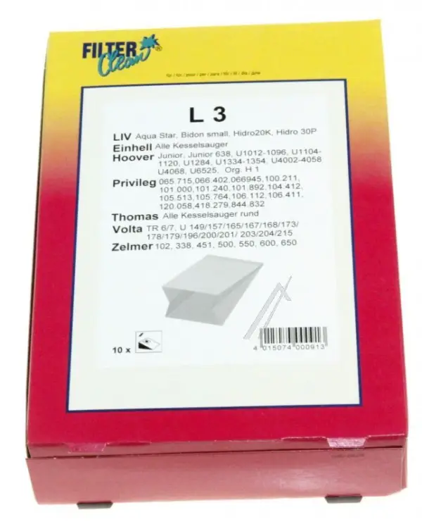 Filterclean L3 Paper Dust Bags, Pack of 10 000153-K