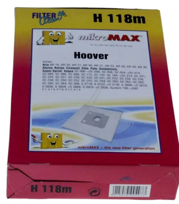 Filterclean H118M Non-Woven Dust Bags, Pack of 4 with 2 Filters FL0010-K