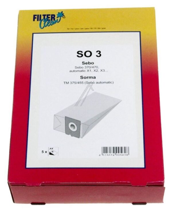 Filterclean Dust Bags for Sebo Sorma, Pack of 5 SO3 000715-K