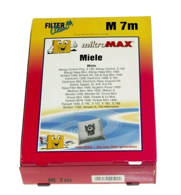 Filterclean Non-Woven Dust Bags for Miele, Pack of 4 with 2 Filters M7M FL0015-K