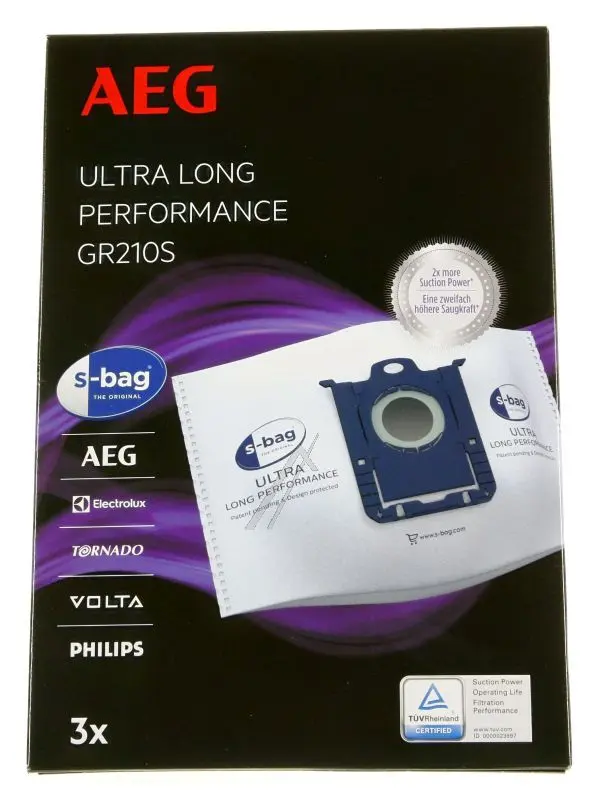 Electrolux AEG Ultra Long Performance Dust Bags, Pack of 3 GR210S 9001684779