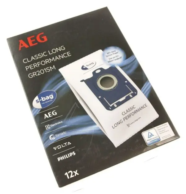 Electrolux AEG S-Bag Classic Dust Bags with Microfilter, Pack of 12 GR201SM 9001688242
