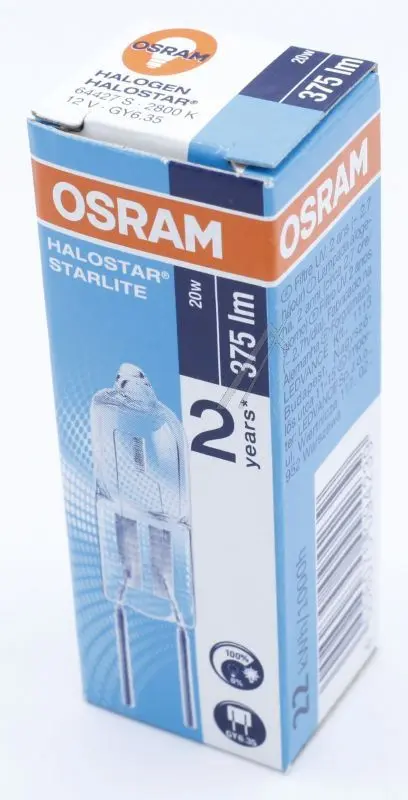 Osram Halogen Stick Socket Lamp, No Reflector, GY6.35 20W 12V 64427